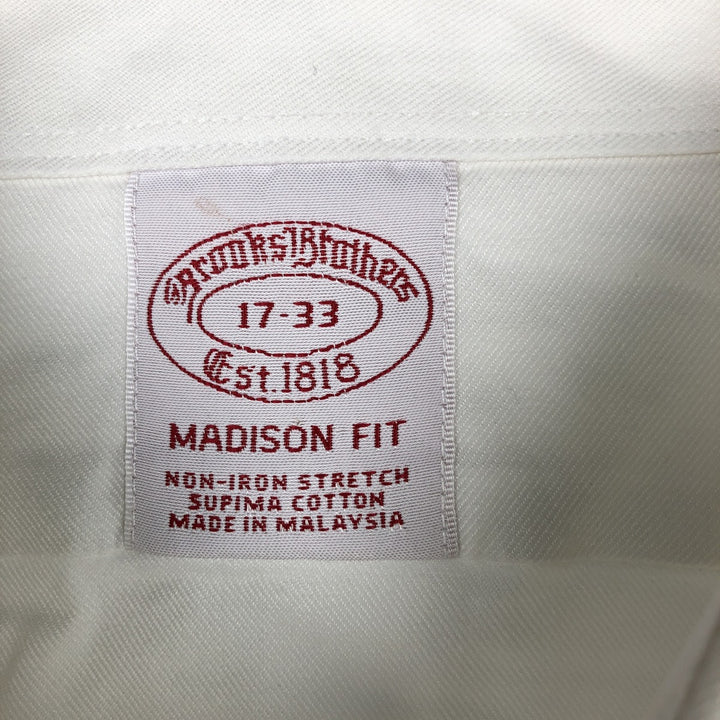 Brooks Brothers Est.1818 Madison Dit Wide Collar Long Sleeve Cotton Shirt, Men's Size XL (approx.) Supima Cotton white type Vintage Second Hand