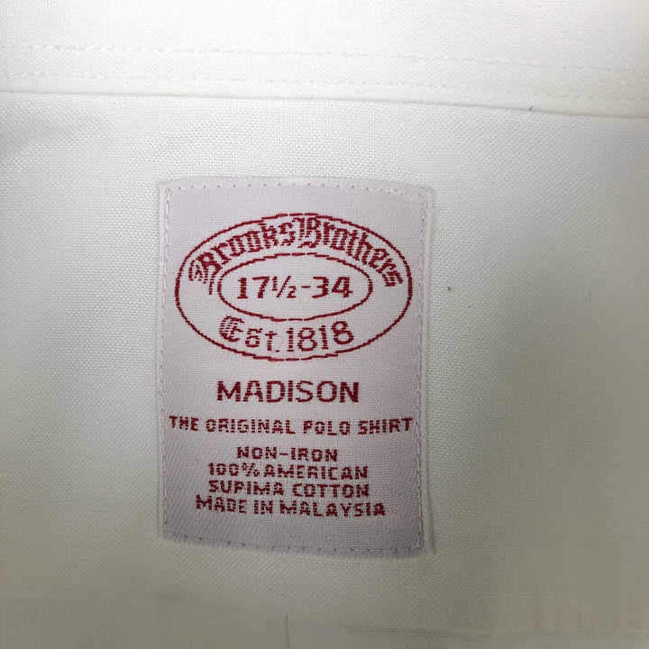 Brooks Brothers Est.1818 MADISON Long Sleeve Button Down Shirt, Men's XL Supima Cotton white type Vintage Second Hand