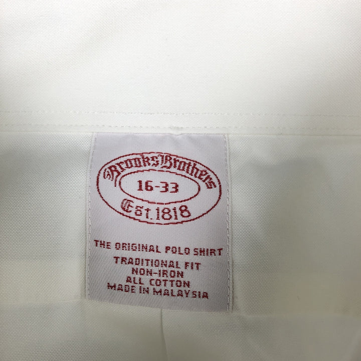 Brooks Brothers Est.1818 Traditional Fit Long-Sleeve Button-Down Shirt, Men's Size L (approx.) cotton white type Vintage Second Hand