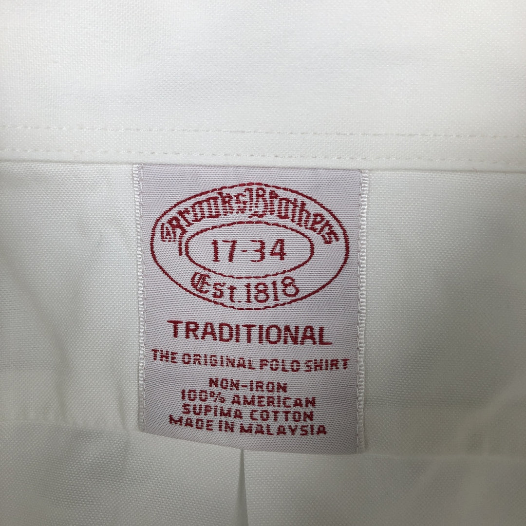 Brooks Brothers Est.1818 Traditional Fit Long-Sleeve Button-Down Shirt, Men's Size XL (approx.) Supima Cotton white type Vintage Second Hand