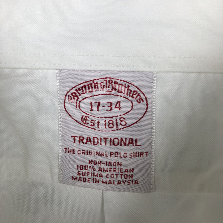 Brooks Brothers Est.1818 Traditional Fit Long-Sleeve Button-Down Shirt, Men's Size XL (approx.) Supima Cotton white type Vintage Second Hand