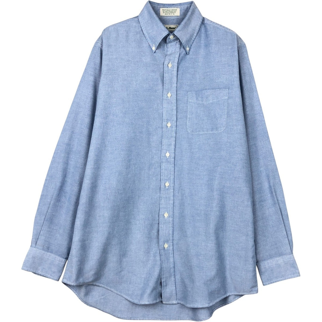 Vintage LLBean long-sleeved button-down shirt from the 1990s, men's size L (approx.). cotton blue type Vintage Second Hand