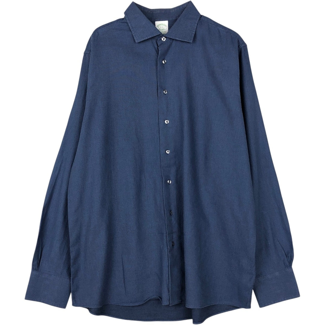 Brooks Brothers Est.1818 MILANO FIT Wide Collar Long Sleeve Cotton Shirt, Men's Size XL (approx.) cotton blue type Vintage Second Hand