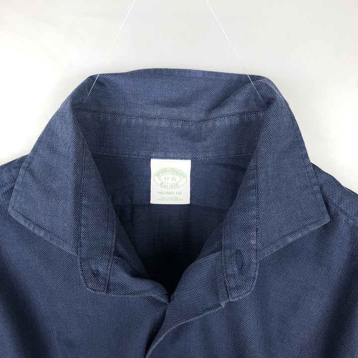 Brooks Brothers Est.1818 MILANO FIT Wide Collar Long Sleeve Cotton Shirt, Men's Size XL (approx.) cotton blue type Vintage Second Hand