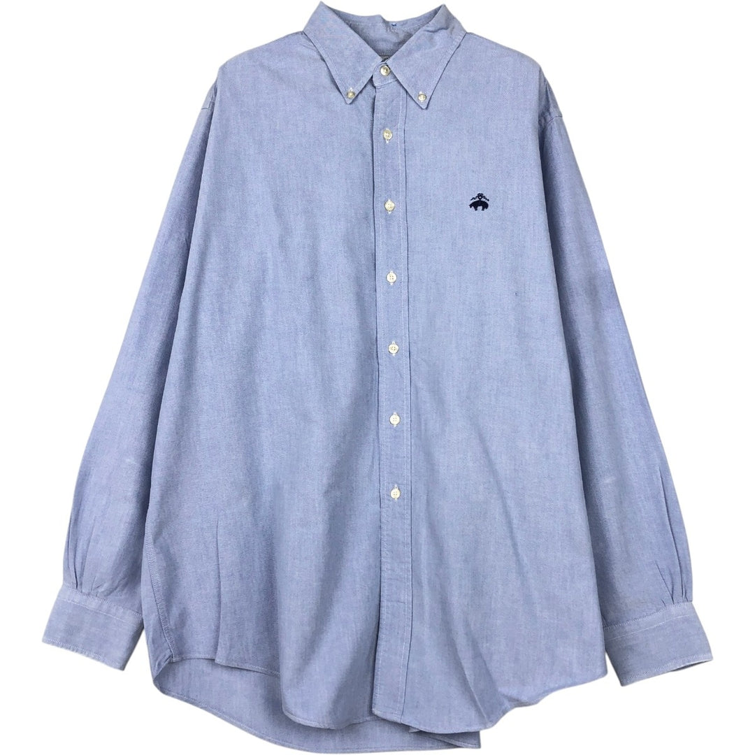 Brooks Brothers Est.1818 Sport Shirt, Long Sleeve Button-Down Shirt, Made in USA, Men's Size L (approx.) cotton navy blue type Vintage Second Hand