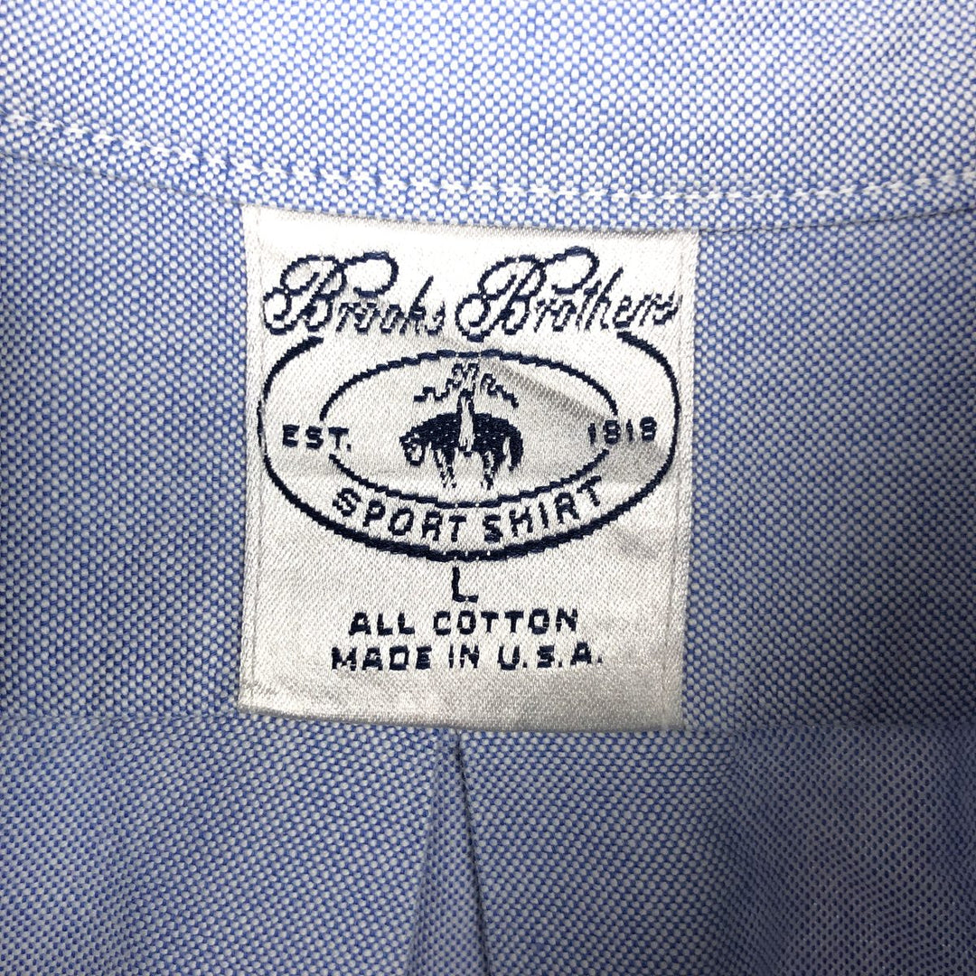 Brooks Brothers Est.1818 Sport Shirt, Long Sleeve Button-Down Shirt, Made in USA, Men's Size L (approx.) cotton navy blue type Vintage Second Hand