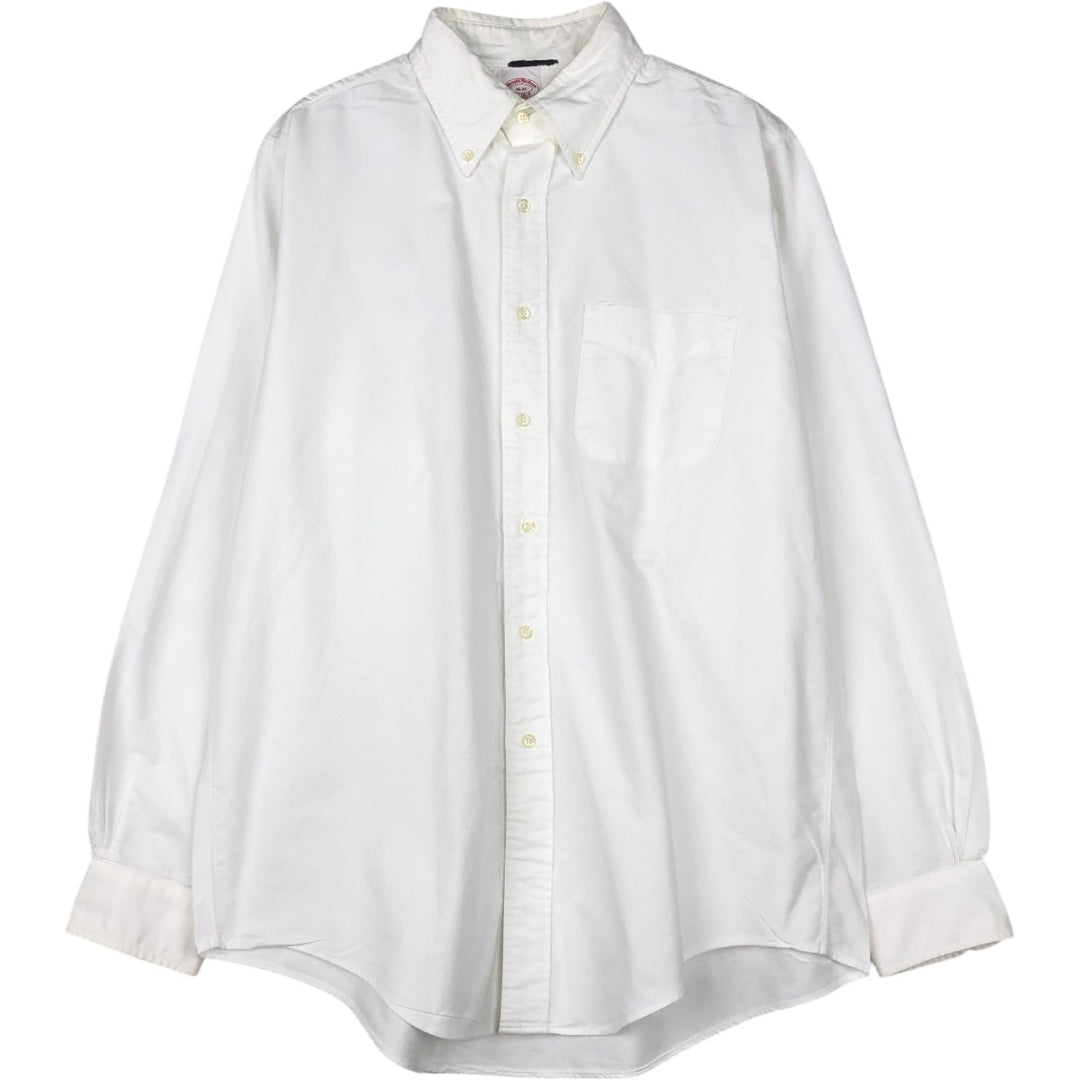 Brooks Brothers Est.1818 Traditional Fit Long-Sleeve Button-Down Shirt, Made in USA, Men's Size L (approx.) Supima Cotton white type Vintage Second Hand