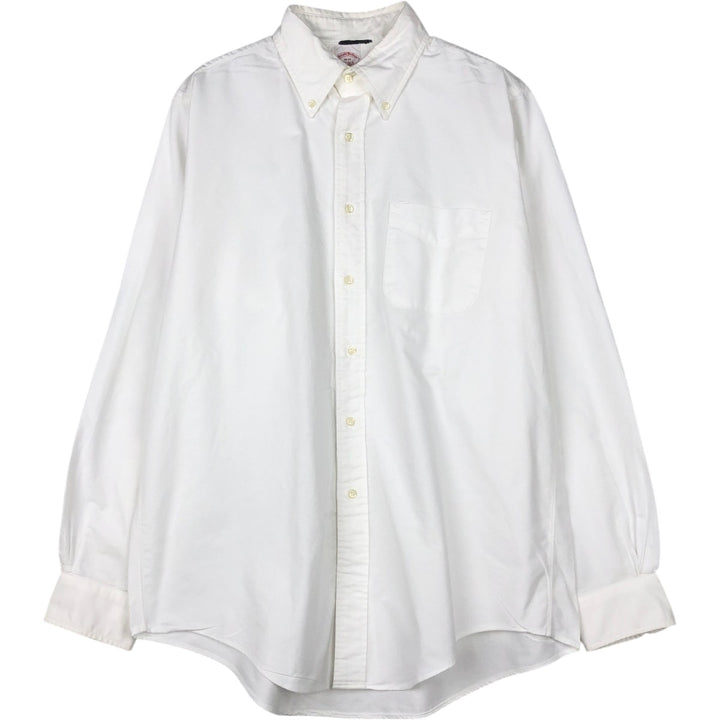 Brooks Brothers Est.1818 Traditional Fit Long-Sleeve Button-Down Shirt, Made in USA, Men's Size L (approx.) Supima Cotton white type Vintage Second Hand