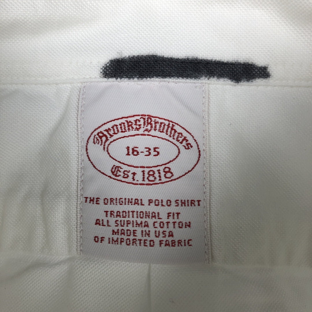 Brooks Brothers Est.1818 Traditional Fit Long-Sleeve Button-Down Shirt, Made in USA, Men's Size L (approx.) Supima Cotton white type Vintage Second Hand