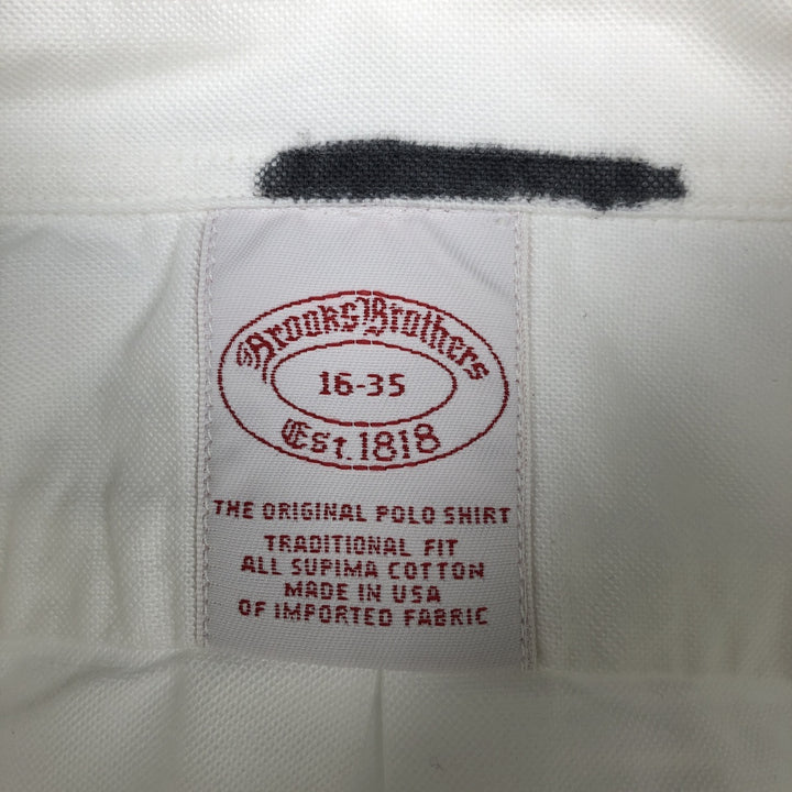Brooks Brothers Est.1818 Traditional Fit Long-Sleeve Button-Down Shirt, Made in USA, Men's Size L (approx.) Supima Cotton white type Vintage Second Hand