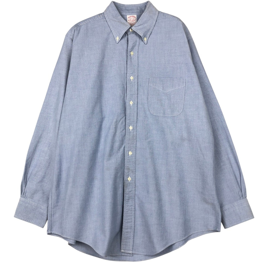 Brooks Brothers Est.1818 Traditional Fit Long-Sleeve Button-Down Shirt, Made in USA, Men's Size L (approx.) Supima Cotton blue type Vintage Second Hand