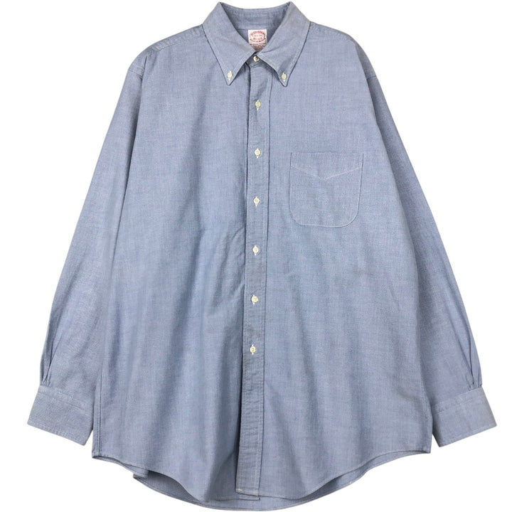 Brooks Brothers Est.1818 Traditional Fit Long-Sleeve Button-Down Shirt, Made in USA, Men's Size L (approx.) Supima Cotton blue type Vintage Second Hand