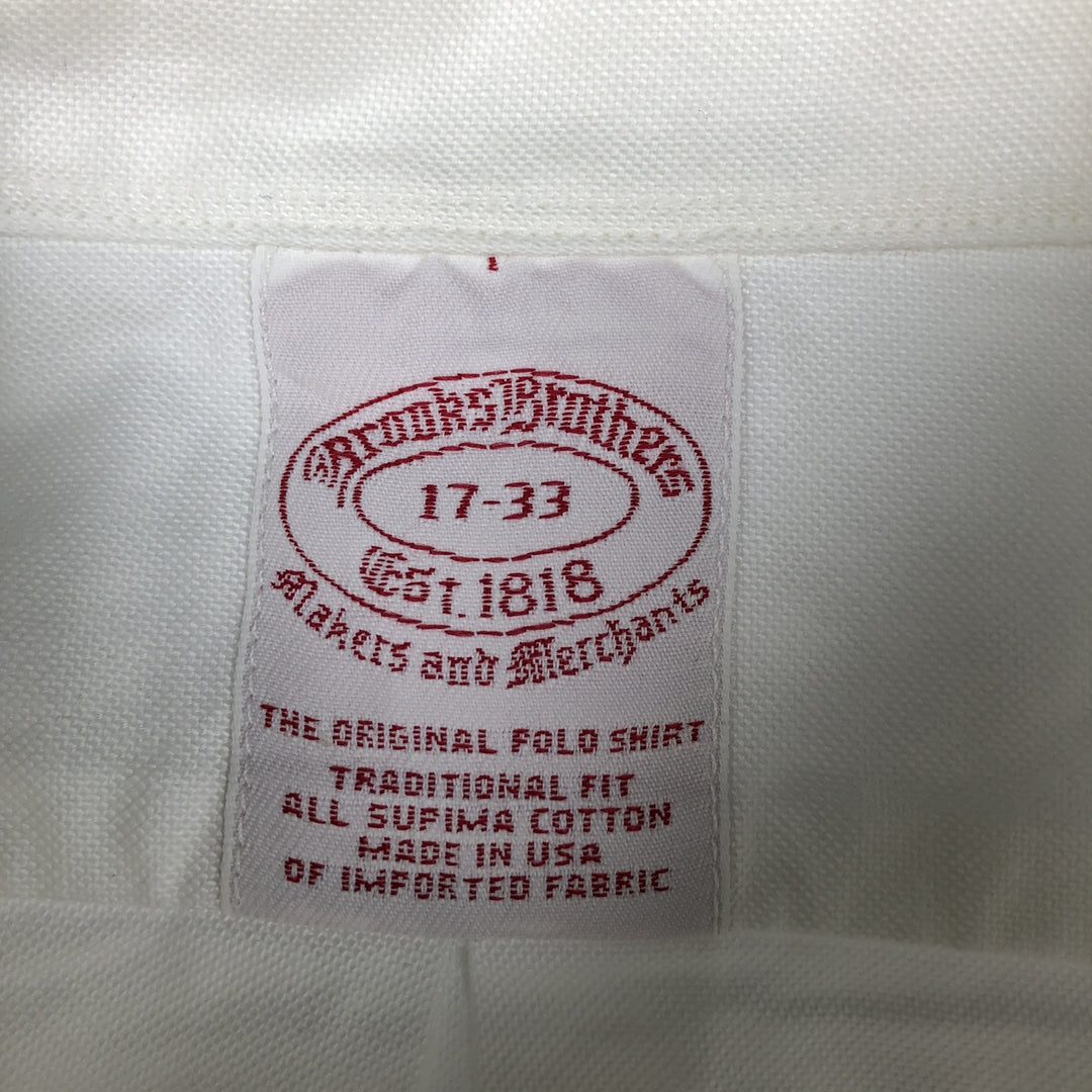 Brooks Brothers Est. 1818 Traditional Fit Long Sleeve Button-Down Shirt, Made in USA, Men's Size XL Supima Cotton white type Vintage Second Hand