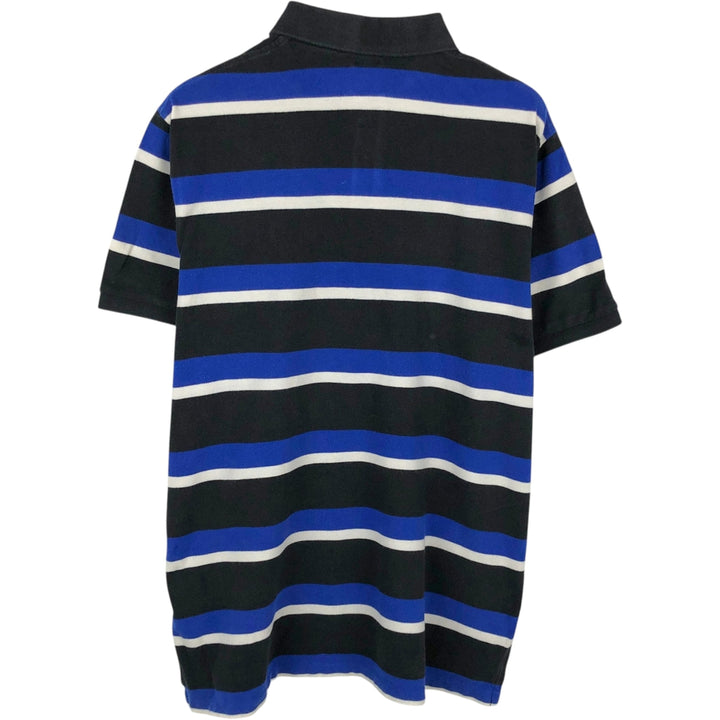 Ralph Lauren POLO RALPH LAUREN CUSTOM FIT Multi-stripe Short-Sleeve Polo Shirt, Men's Size XL (approx.) cotton black type Vintage Second Hand