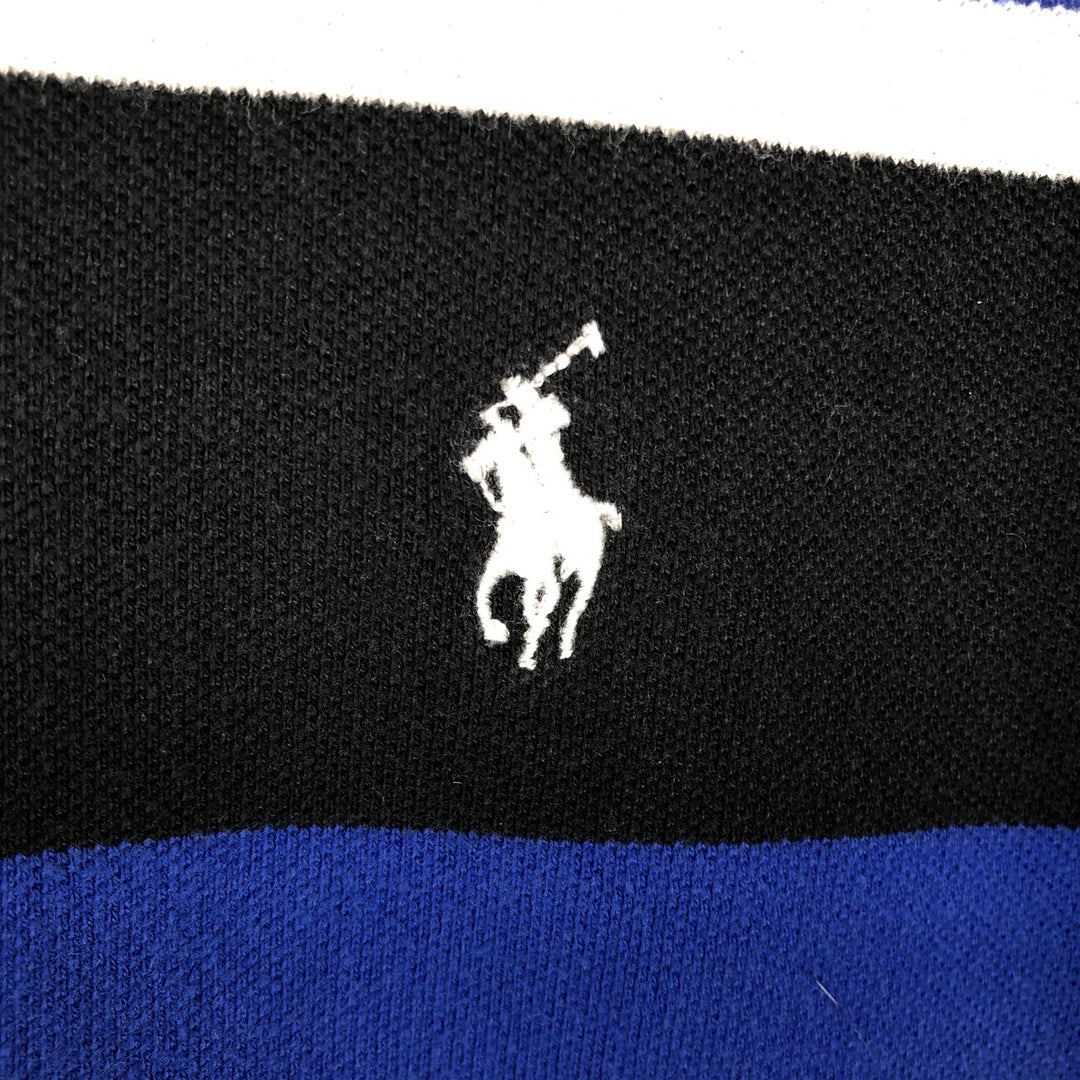 Ralph Lauren POLO RALPH LAUREN CUSTOM FIT Multi-stripe Short-Sleeve Polo Shirt, Men's Size XL (approx.) cotton black type Vintage Second Hand