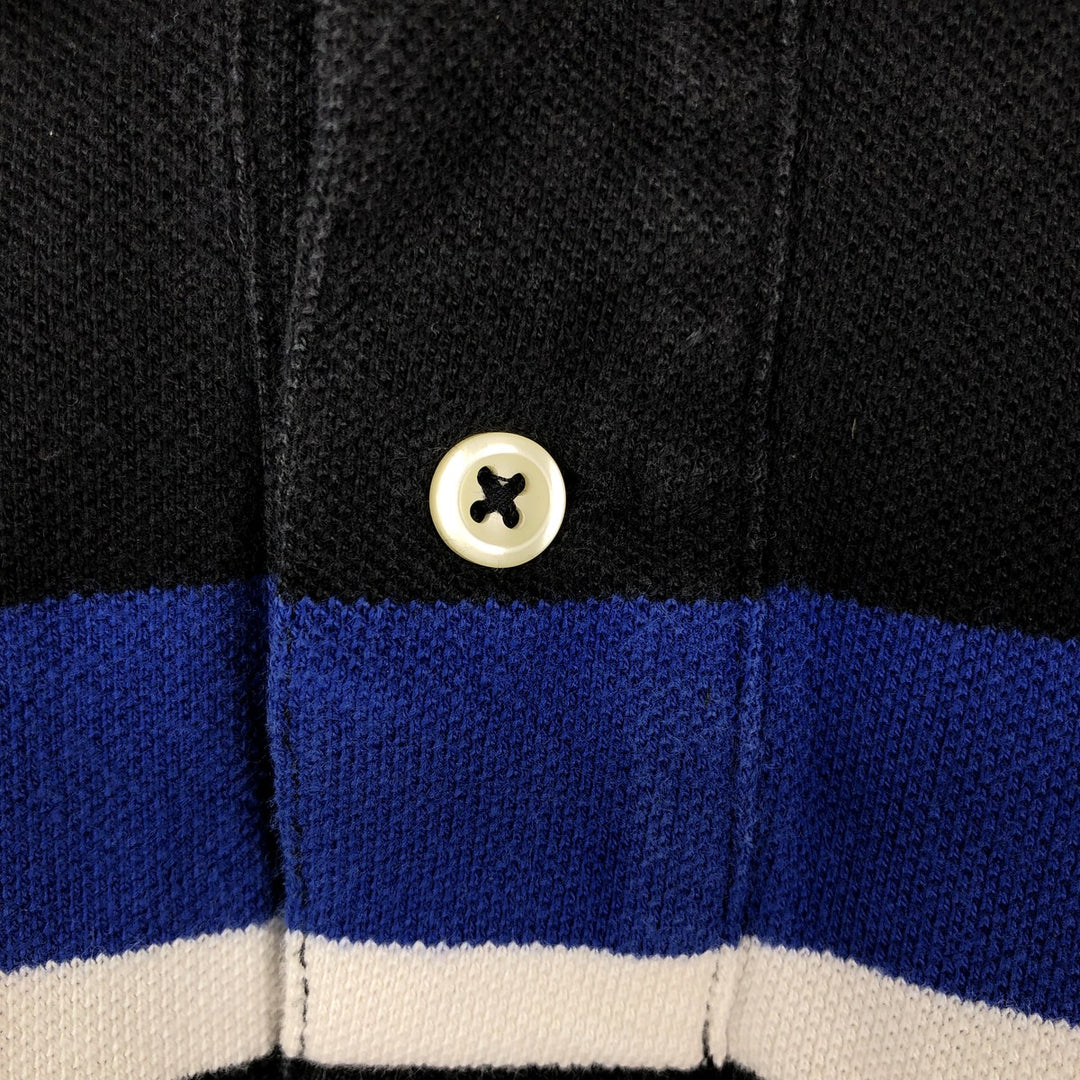 Ralph Lauren POLO RALPH LAUREN CUSTOM FIT Multi-stripe Short-Sleeve Polo Shirt, Men's Size XL (approx.) cotton black type Vintage Second Hand