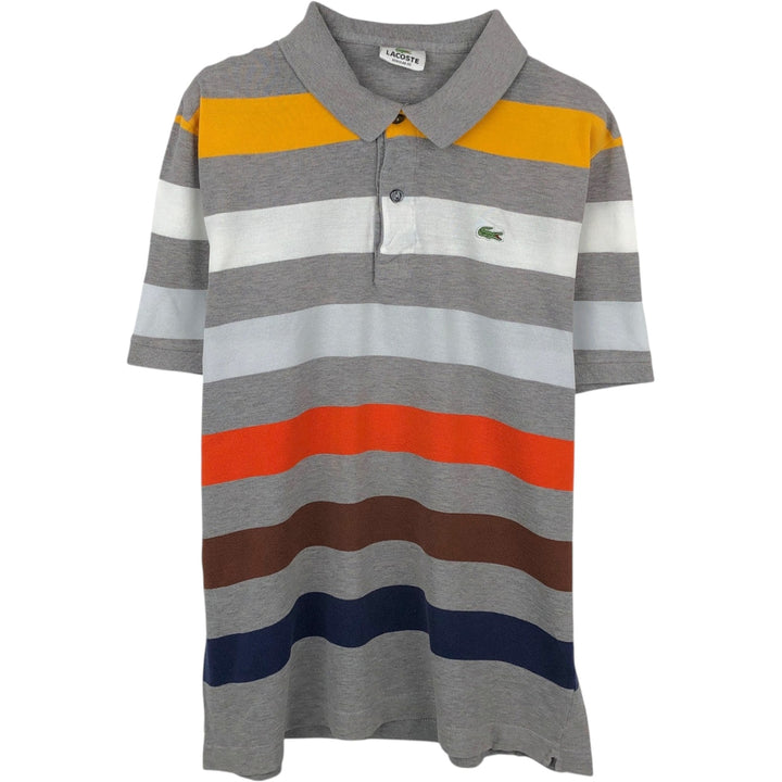 Lacoste Regular Fit Striped Short-Sleeve Polo Shirt (Men's XL equivalent) cotton gray type Vintage Second Hand