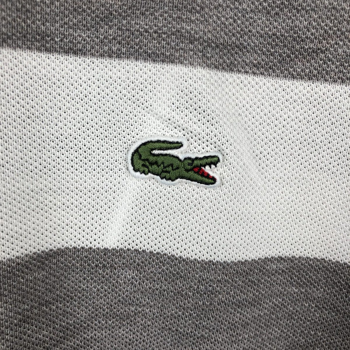 Lacoste Regular Fit Striped Short-Sleeve Polo Shirt (Men's XL equivalent) cotton gray type Vintage Second Hand