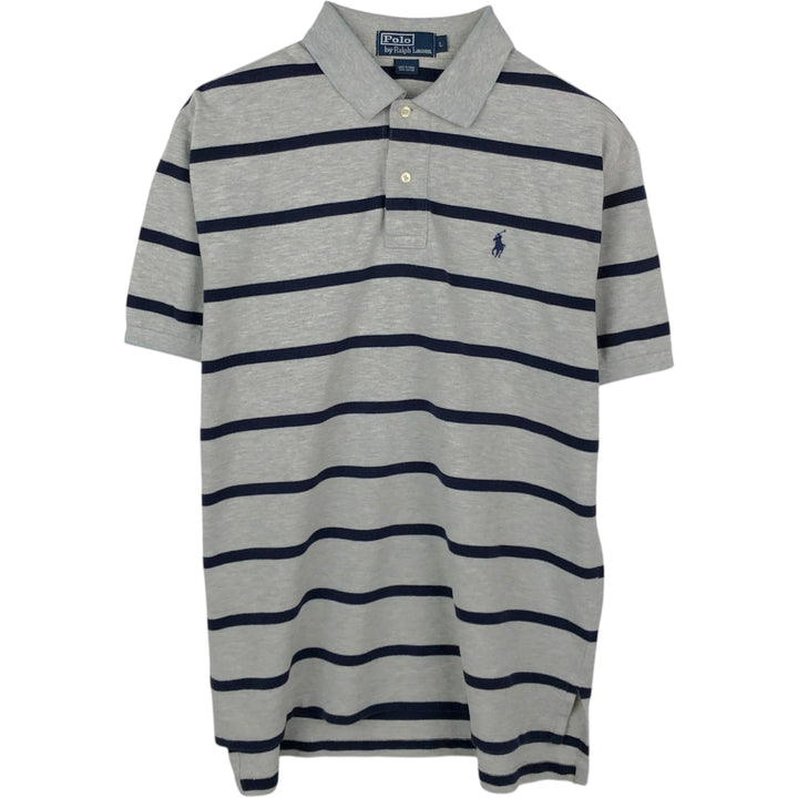 Ralph Lauren POLO by Ralph Lauren Short-Sleeve Striped Polo Shirt, Men's Size L (approx.) cotton gray type Vintage Second Hand