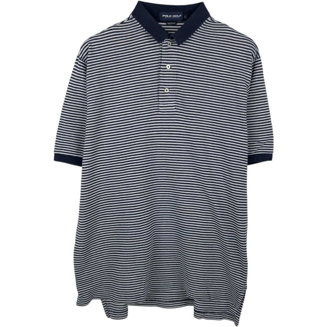 Ralph Lauren POLO GOLF Short Sleeve Striped Polo Shirt Men's Size L cotton white type Vintage Second Hand
