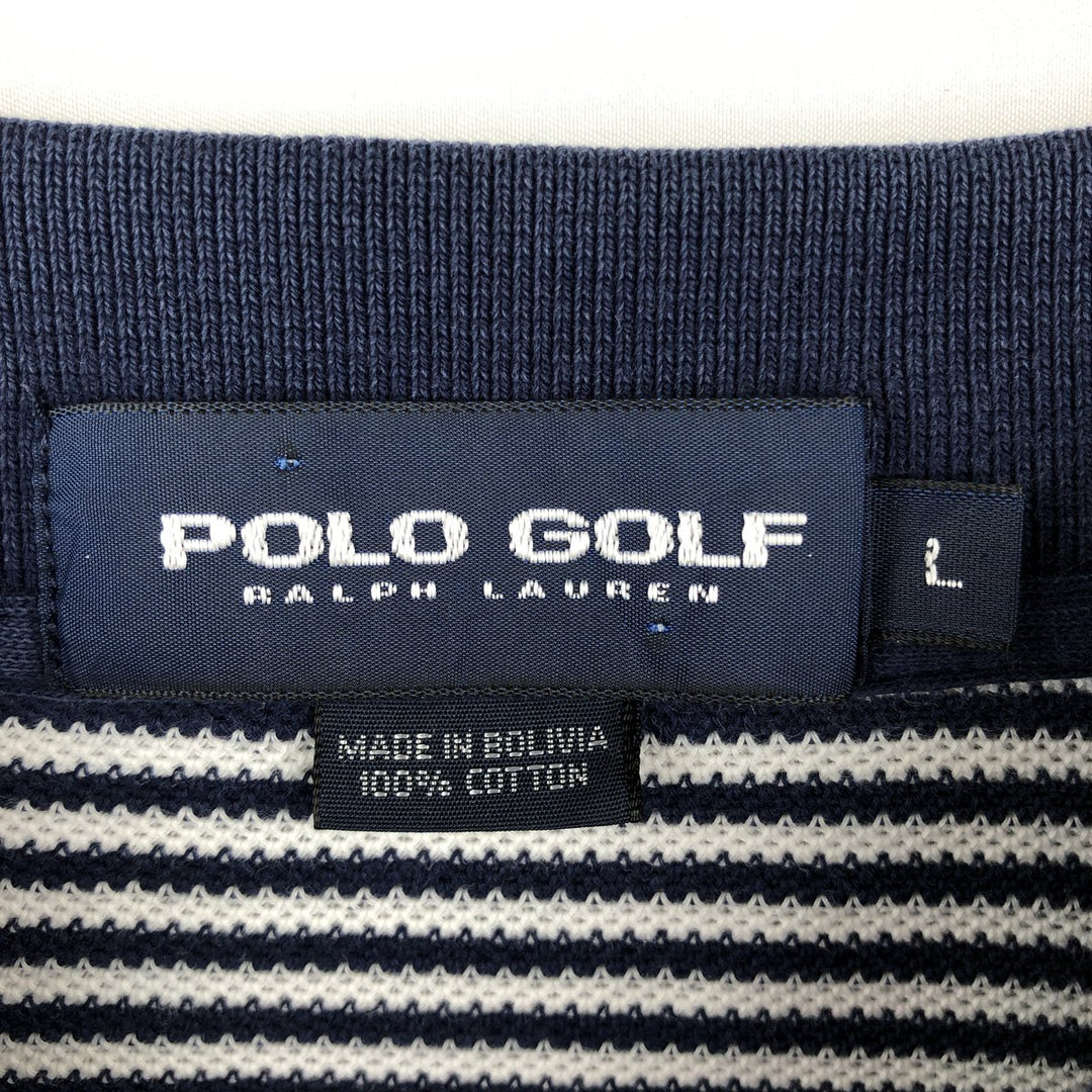 Ralph Lauren POLO GOLF Short Sleeve Striped Polo Shirt Men's Size L cotton white type Vintage Second Hand