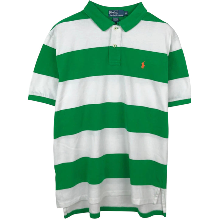 Ralph Lauren POLO by Ralph Lauren short sleeve striped polo shirt, men's XL size cotton green type Vintage Second Hand