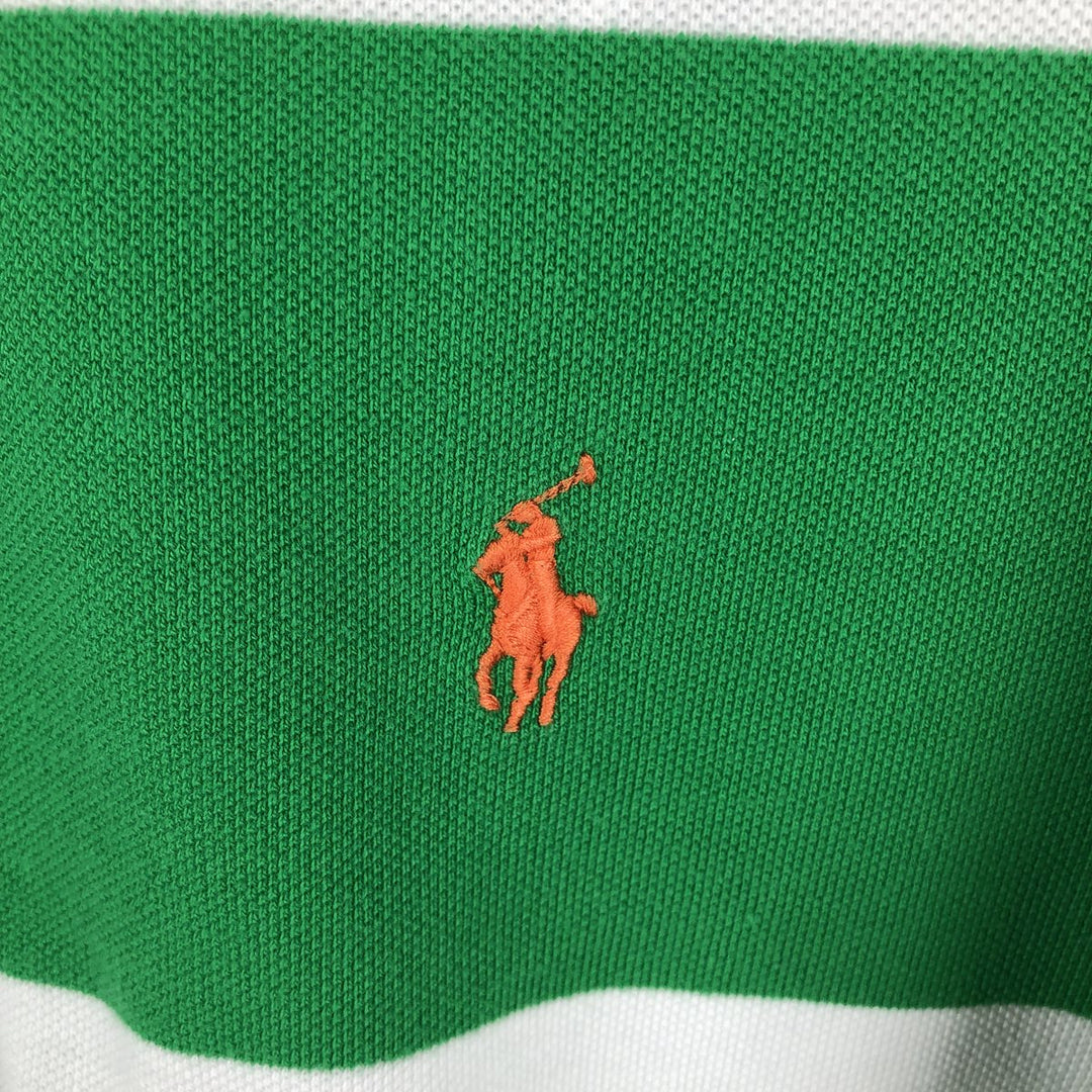Ralph Lauren POLO by Ralph Lauren short sleeve striped polo shirt, men's XL size cotton green type Vintage Second Hand