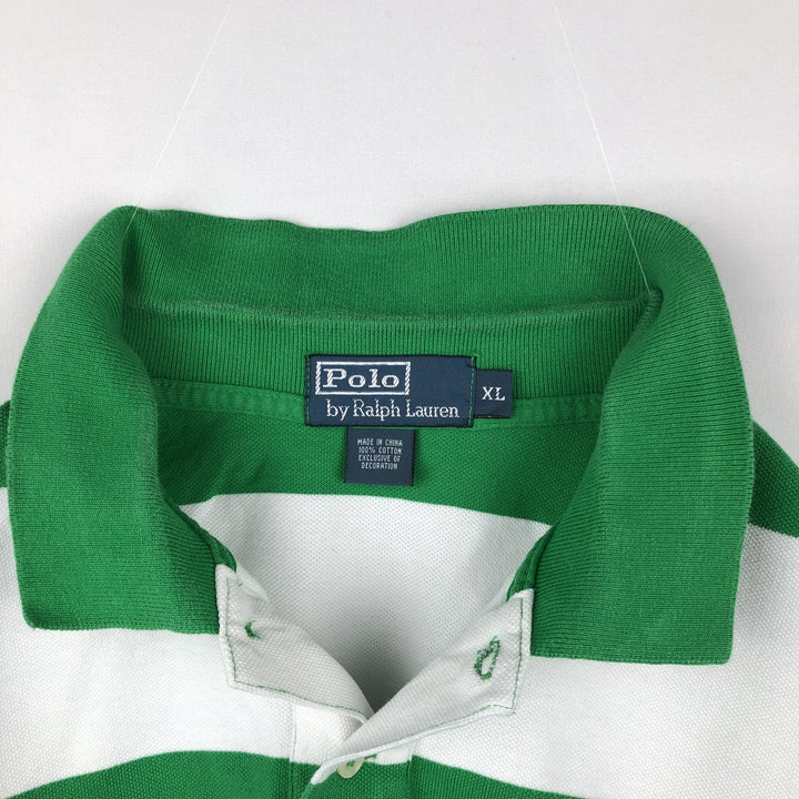 Ralph Lauren POLO by Ralph Lauren short sleeve striped polo shirt, men's XL size cotton green type Vintage Second Hand
