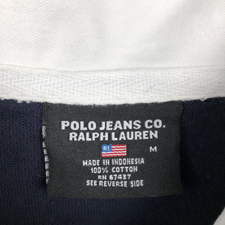 Ralph Lauren POLO JEANS COMPANY Striped Pattern Short-Sleeve Rugby Shirt, Men's Size M (approx.) cotton black type Vintage Second Hand