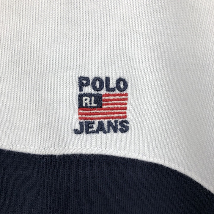 Ralph Lauren POLO JEANS COMPANY Striped Pattern Short-Sleeve Rugby Shirt, Men's Size M (approx.) cotton black type Vintage Second Hand