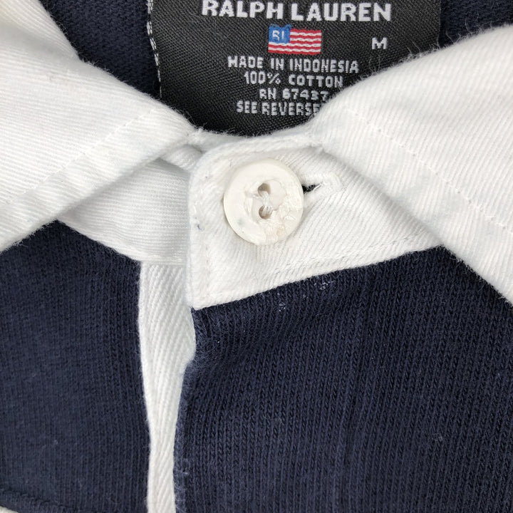 Ralph Lauren POLO JEANS COMPANY Striped Pattern Short-Sleeve Rugby Shirt, Men's Size M (approx.) cotton black type Vintage Second Hand