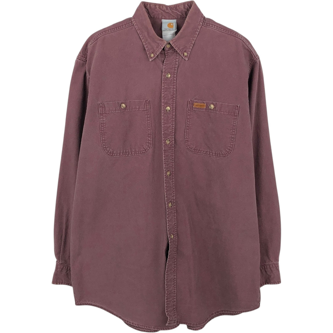 Carhartt Long Sleeve Button Down Work Shirt Men's XL unclear brown type Vintage Second Hand