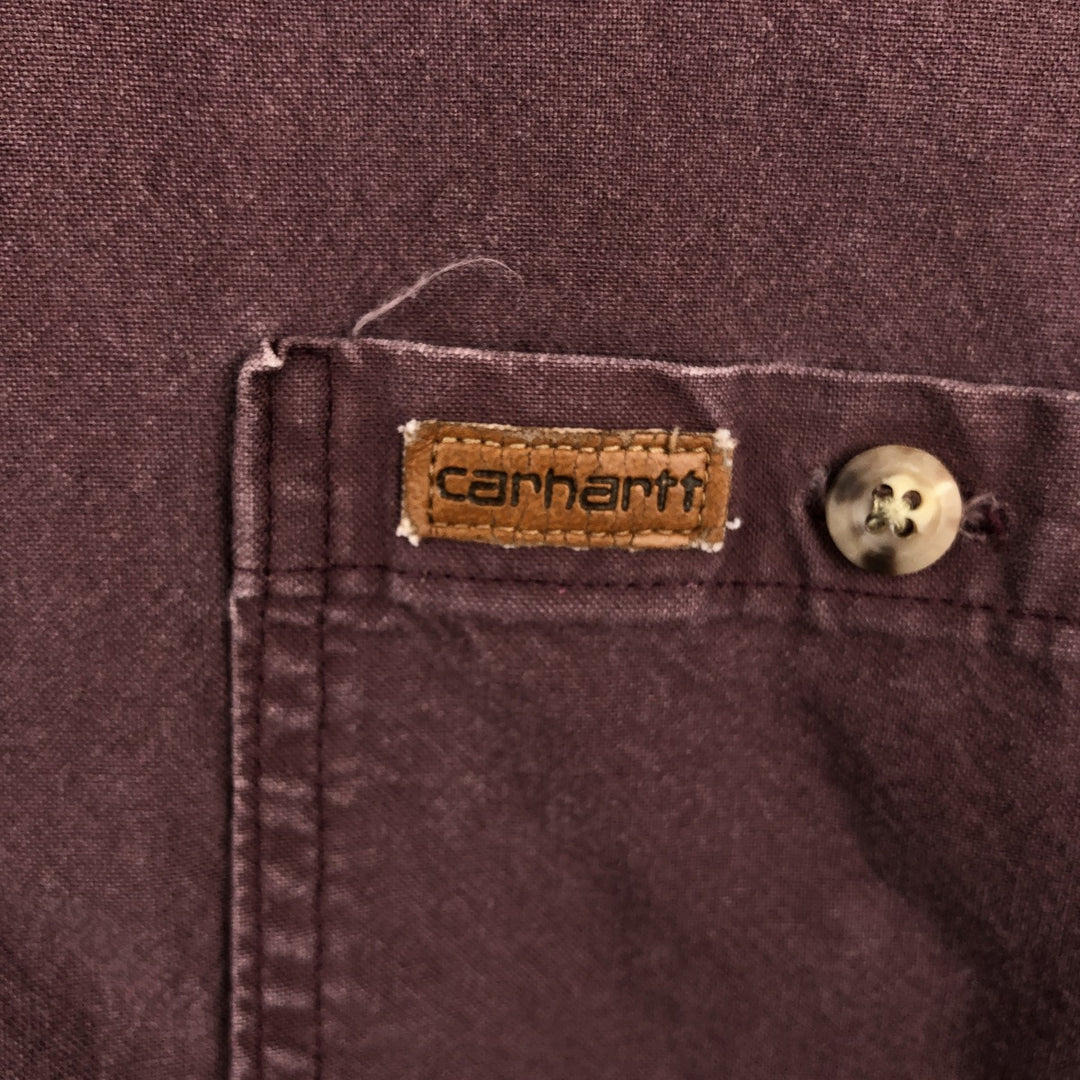 Carhartt Long Sleeve Button Down Work Shirt Men's XL unclear brown type Vintage Second Hand