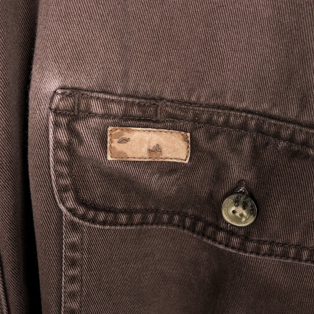 Carhartt long-sleeved button-down work shirt, men's size L cotton dark chocolate Vintage Second Hand
