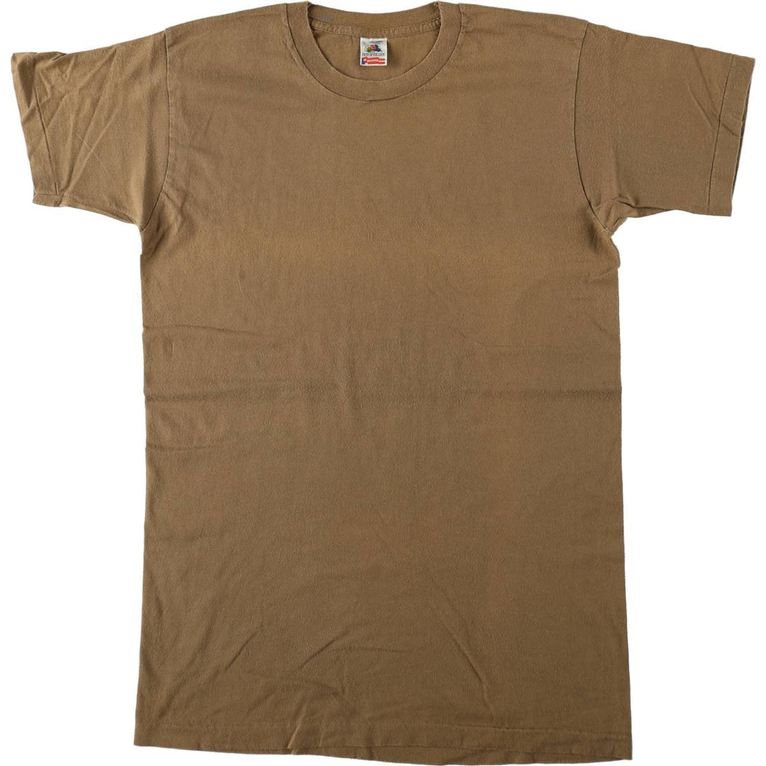90'S Fruit of the Loom plain T-shirt, made in the USA, men's size L, vintage cotton brown type Vintage Second Hand