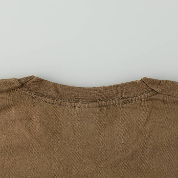 90'S Fruit of the Loom plain T-shirt, made in the USA, men's size L, vintage cotton brown type Vintage Second Hand