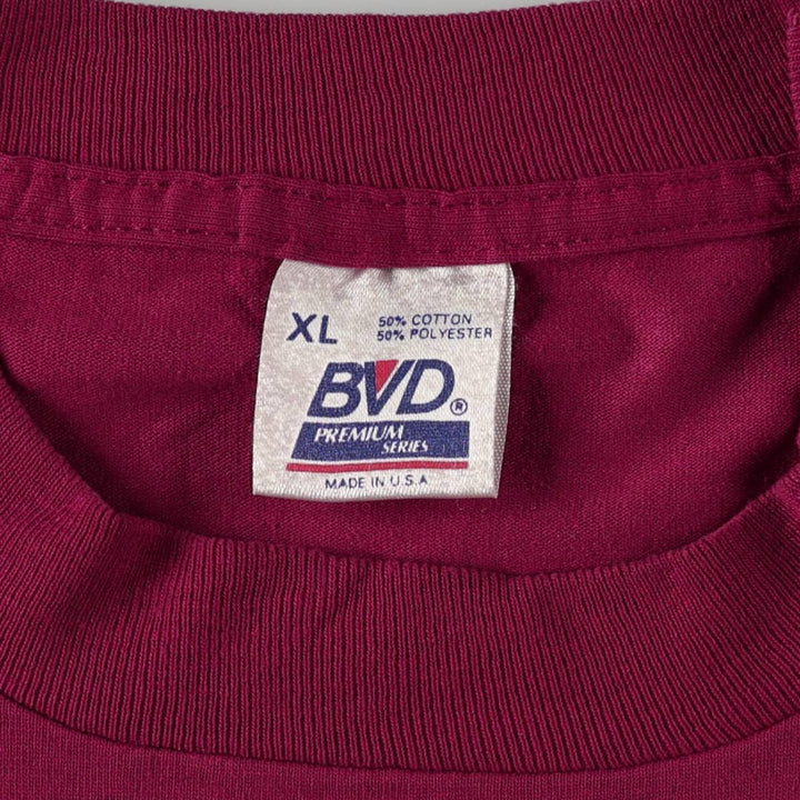 90'S BVD Plain Pocket T-Shirt Made in USA Men's XL Vintage cotton wine-red Vintage Second Hand