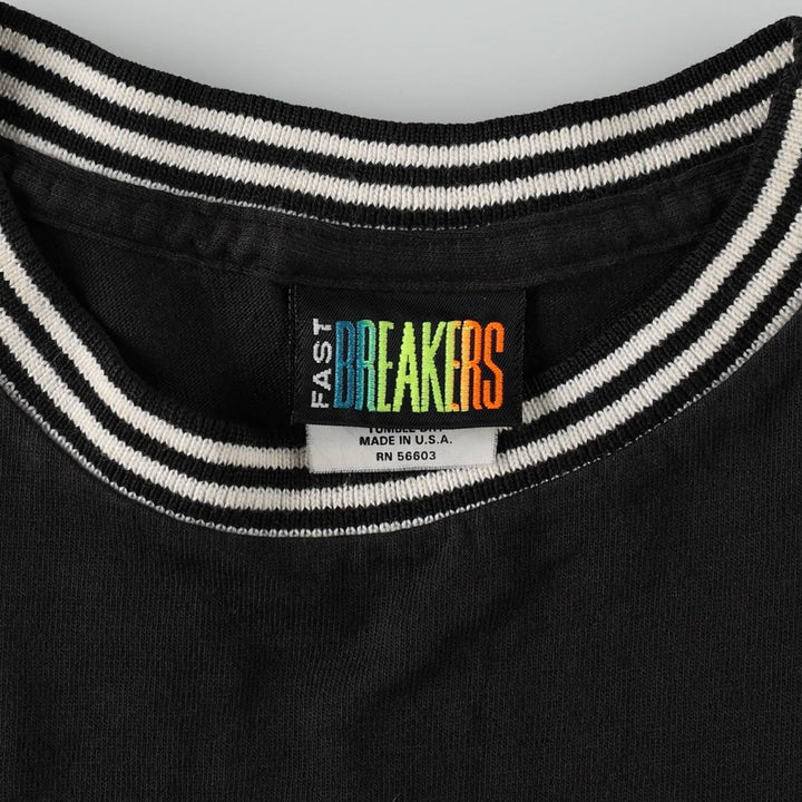 ~90'S FAST BREAKERS Plain Pocket T-Shirt, Made in USA, Men's XL equivalent, Vintage cotton black type Vintage Second Hand