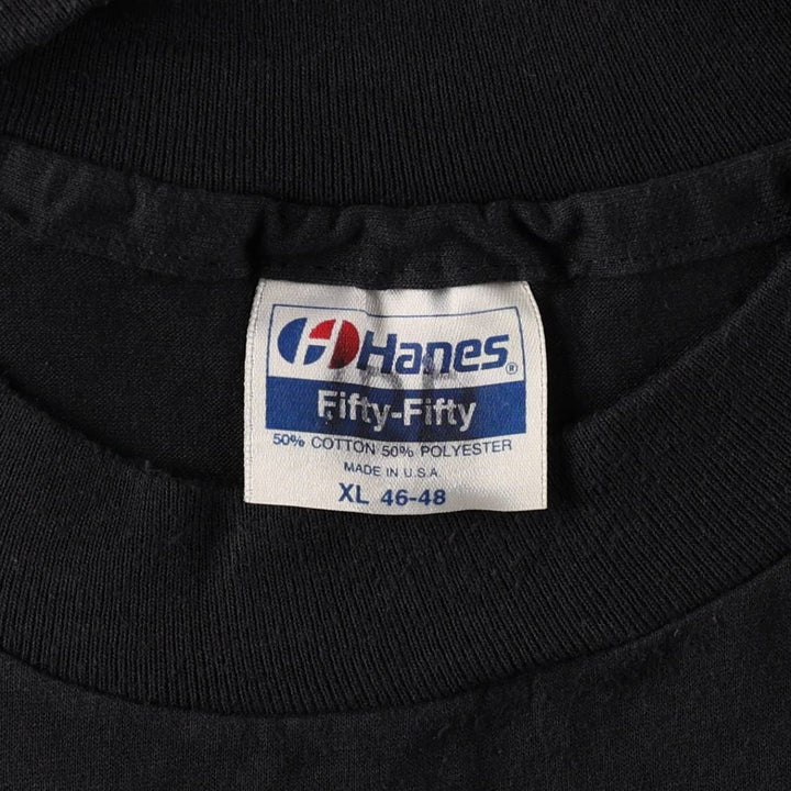 1980'S Hanes Fifty-Fifty Blue Tag Plain Pocket T-Shirt, Made in USA, Men's XL equivalent, Vintage cotton black type Vintage Second Hand