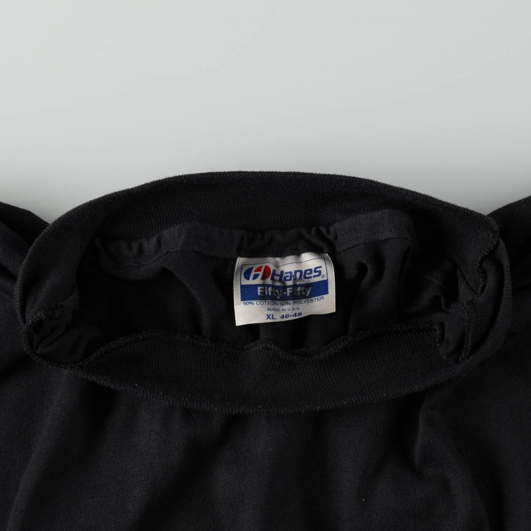 1980'S Hanes Fifty-Fifty Blue Tag Plain Pocket T-Shirt, Made in USA, Men's XL equivalent, Vintage cotton black type Vintage Second Hand