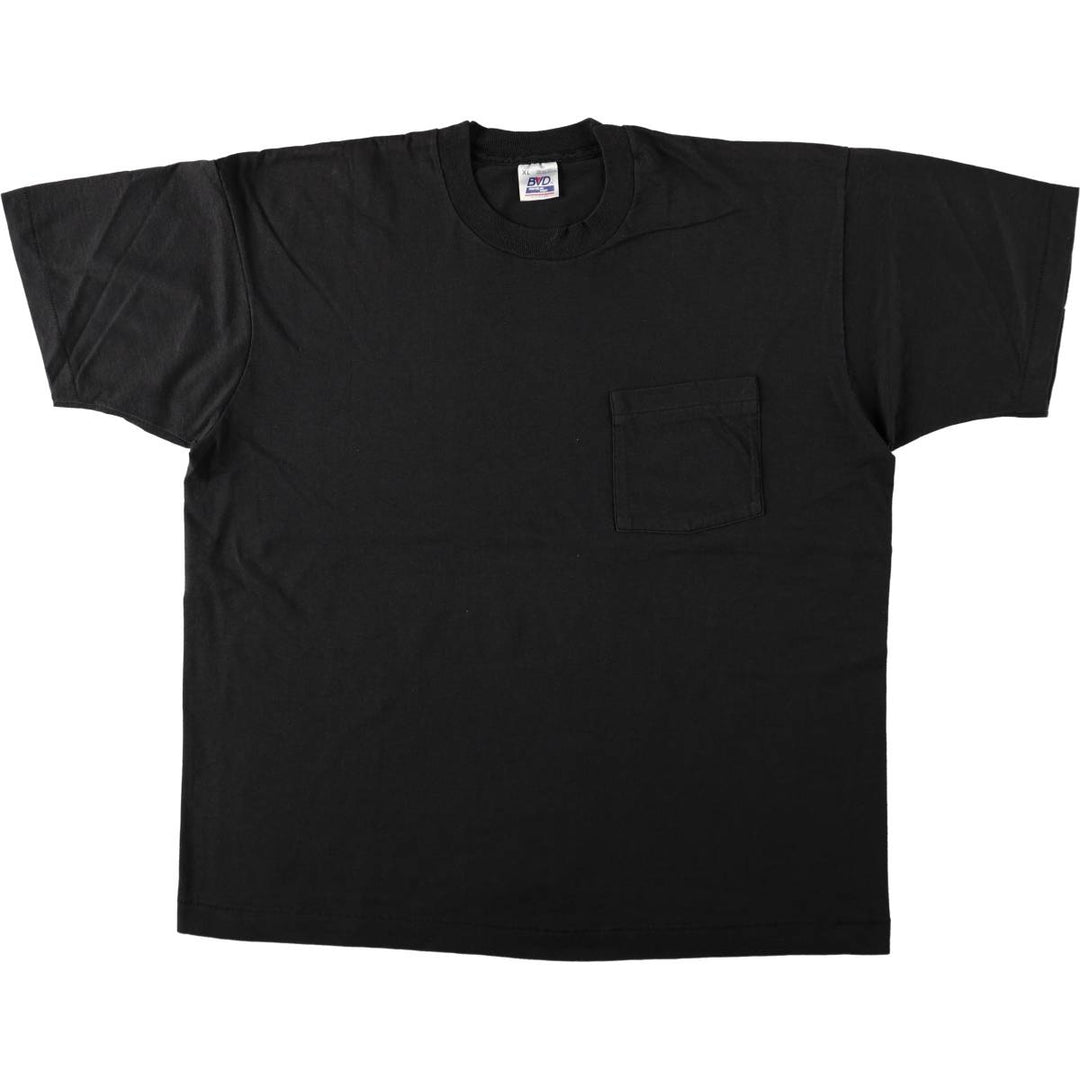 90'S BVD Plain Pocket T-Shirt Made in USA Men's XL Vintage cotton black type Vintage Second Hand