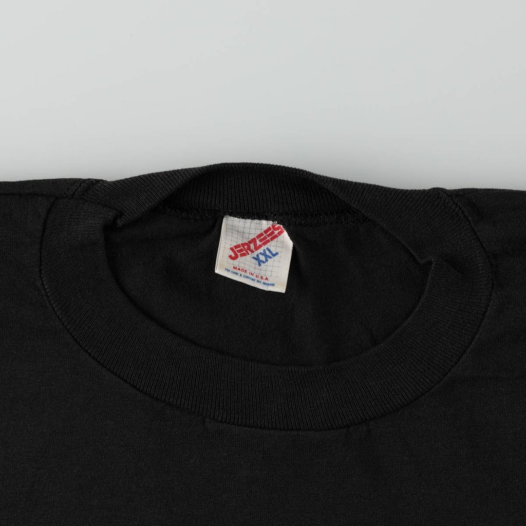 80s-90'S Jerzees plain t-shirt, made in USA, men's size XXL equivalent, vintage. cotton black type Vintage Second Hand