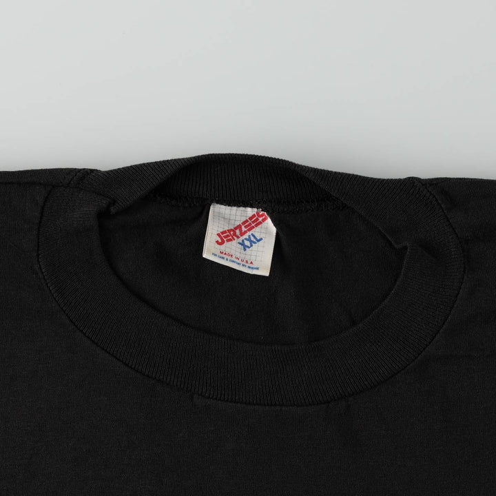 80s-90'S Jerzees plain t-shirt, made in USA, men's size XXL equivalent, vintage. cotton black type Vintage Second Hand