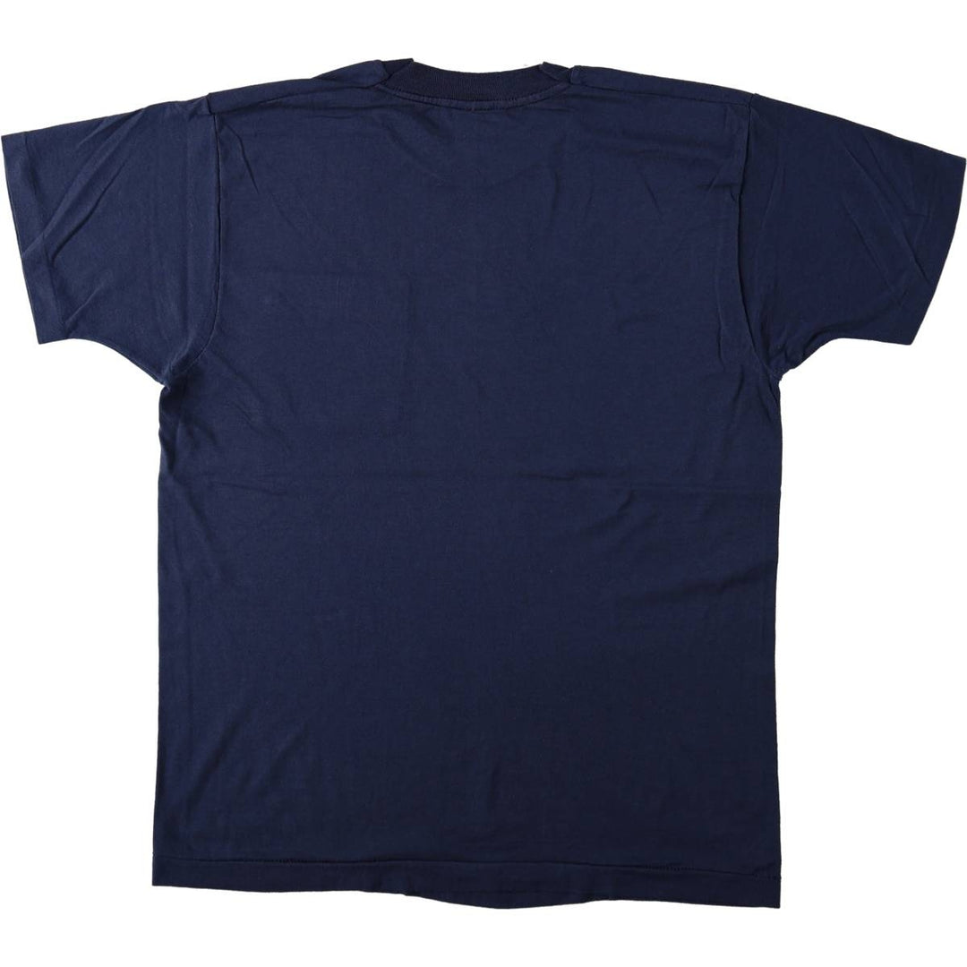 Vintage 1980'S Fruit of the Loom plain pocket T-shirt, made in the USA, size L, men's cotton navy blue type Vintage Second Hand