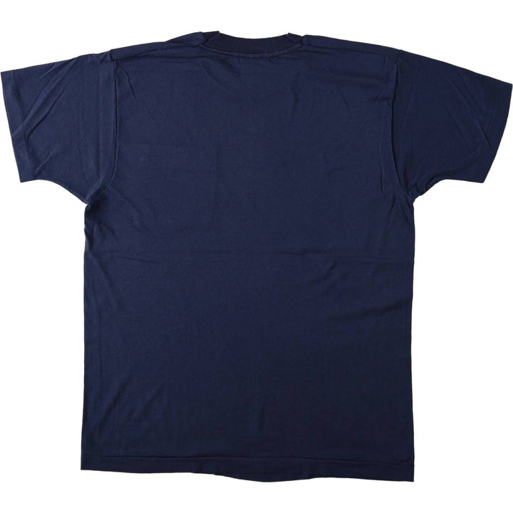 Vintage 1980'S Fruit of the Loom plain pocket T-shirt, made in the USA, size L, men's cotton navy blue type Vintage Second Hand