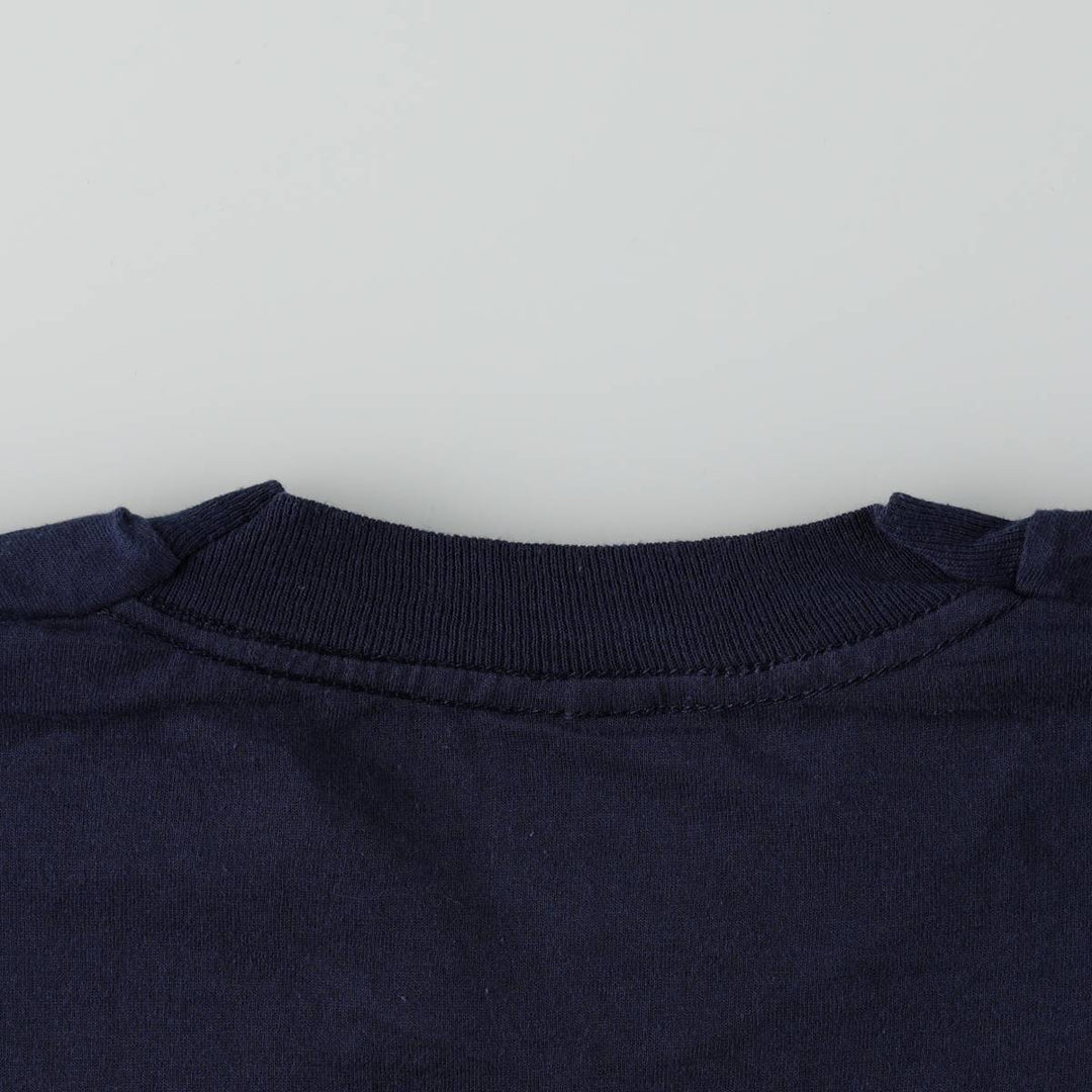 Vintage 1980'S Fruit of the Loom plain pocket T-shirt, made in the USA, size L, men's cotton navy blue type Vintage Second Hand