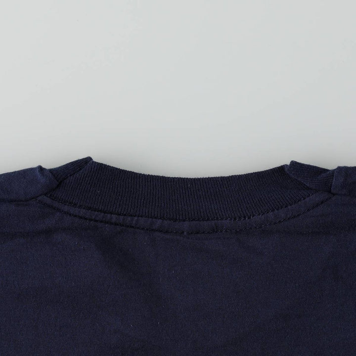 Vintage 1980'S Fruit of the Loom plain pocket T-shirt, made in the USA, size L, men's cotton navy blue type Vintage Second Hand