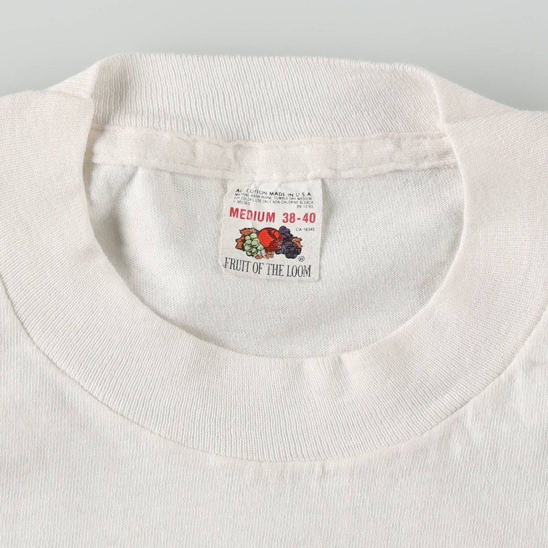 1980'S Fruit of the Loom Plain T-Shirt, Made in USA, Men's Size M (approx.), Vintage cotton white type Vintage Second Hand