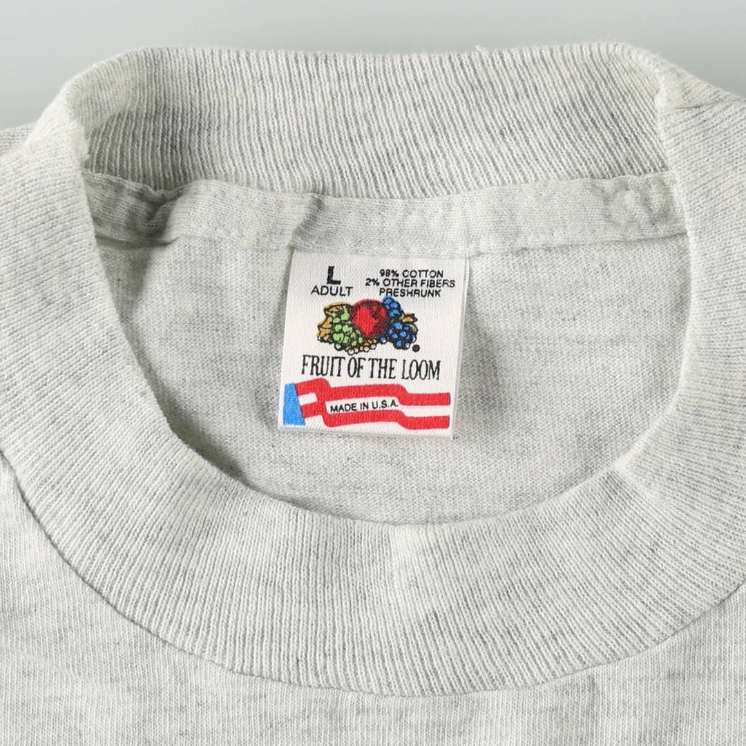 90'S Fruit of the Loom plain T-shirt, made in the USA, men's size L, vintage cotton gray type Vintage Second Hand