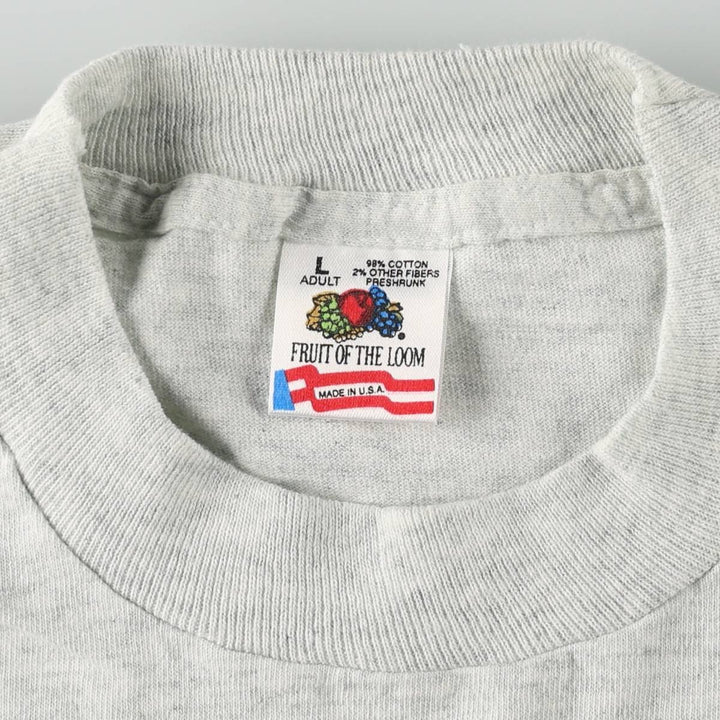 90'S Fruit of the Loom plain T-shirt, made in the USA, men's size L, vintage cotton gray type Vintage Second Hand